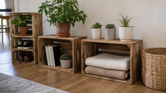 Idées pour customiser des caisses en bois en éléments de déco pratiques