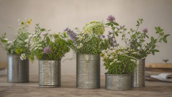 Recycler des boîtes métalliques en vases originaux pour vos tables